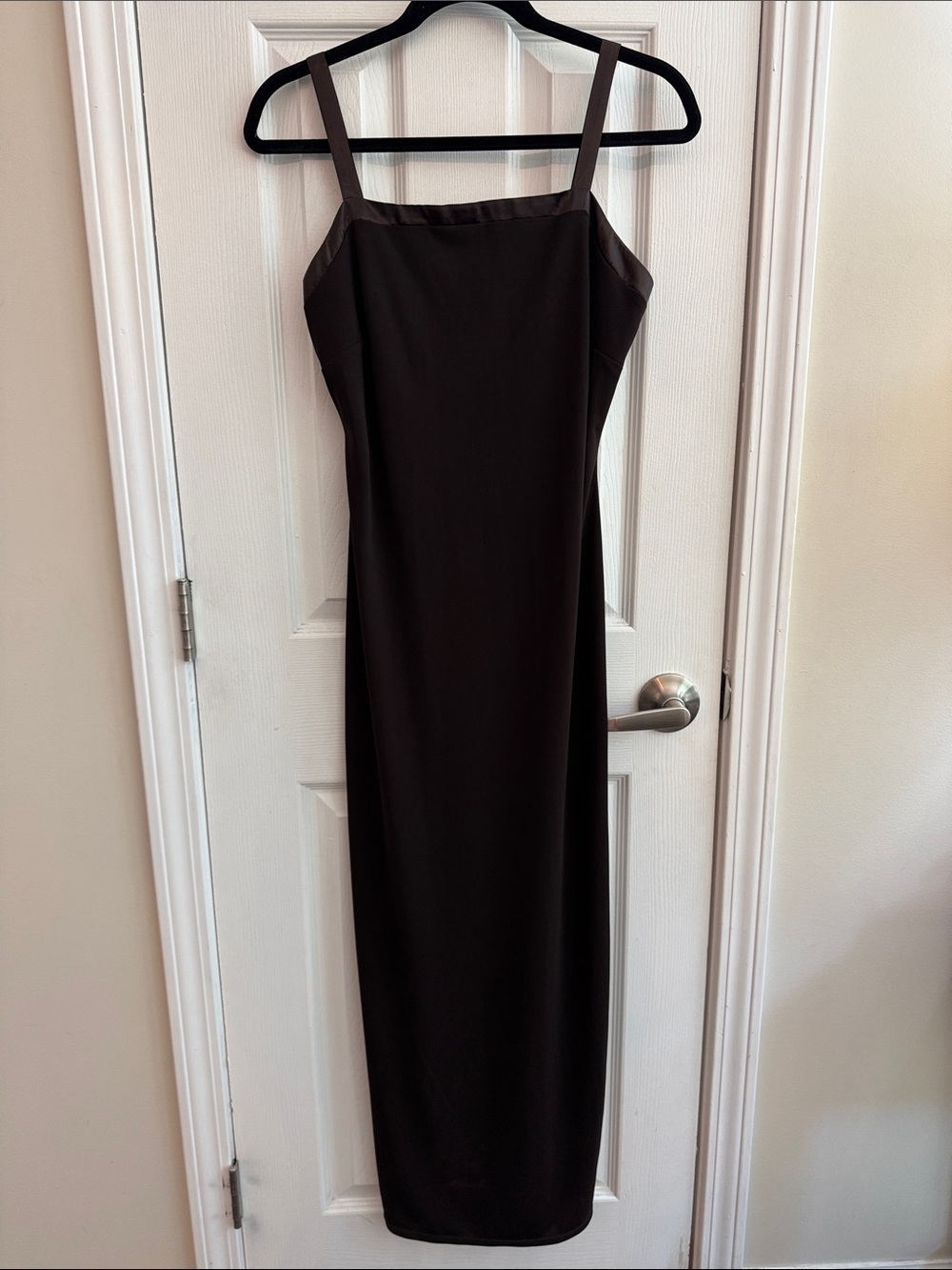 CITY TRIANGLES Vintage Y2k Square Neck Satin Trim Maxi Dress Brown Size 7